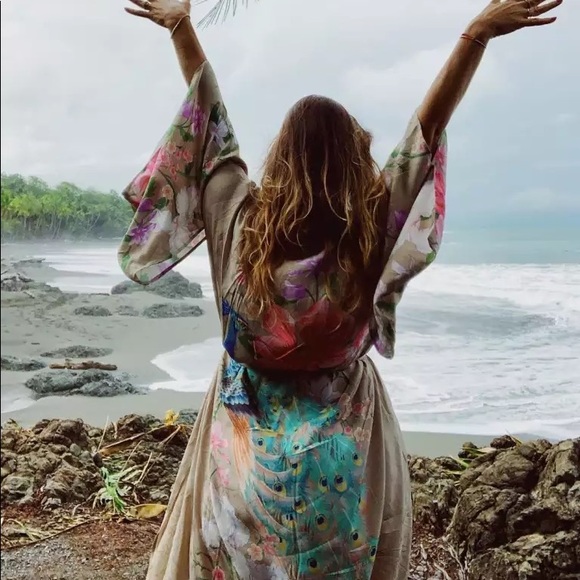 New Bohemian Mixed Print Kimono Duster Wrap Jacket - Picture 15 of 16